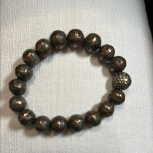 Elegant well made crushed Turquoise and copper beaded bracelet with a jeweled